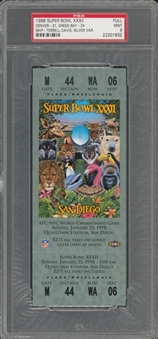 1998 Super Bowl XXXII Full Ticket, Silver Variation - PSA MINT 9 